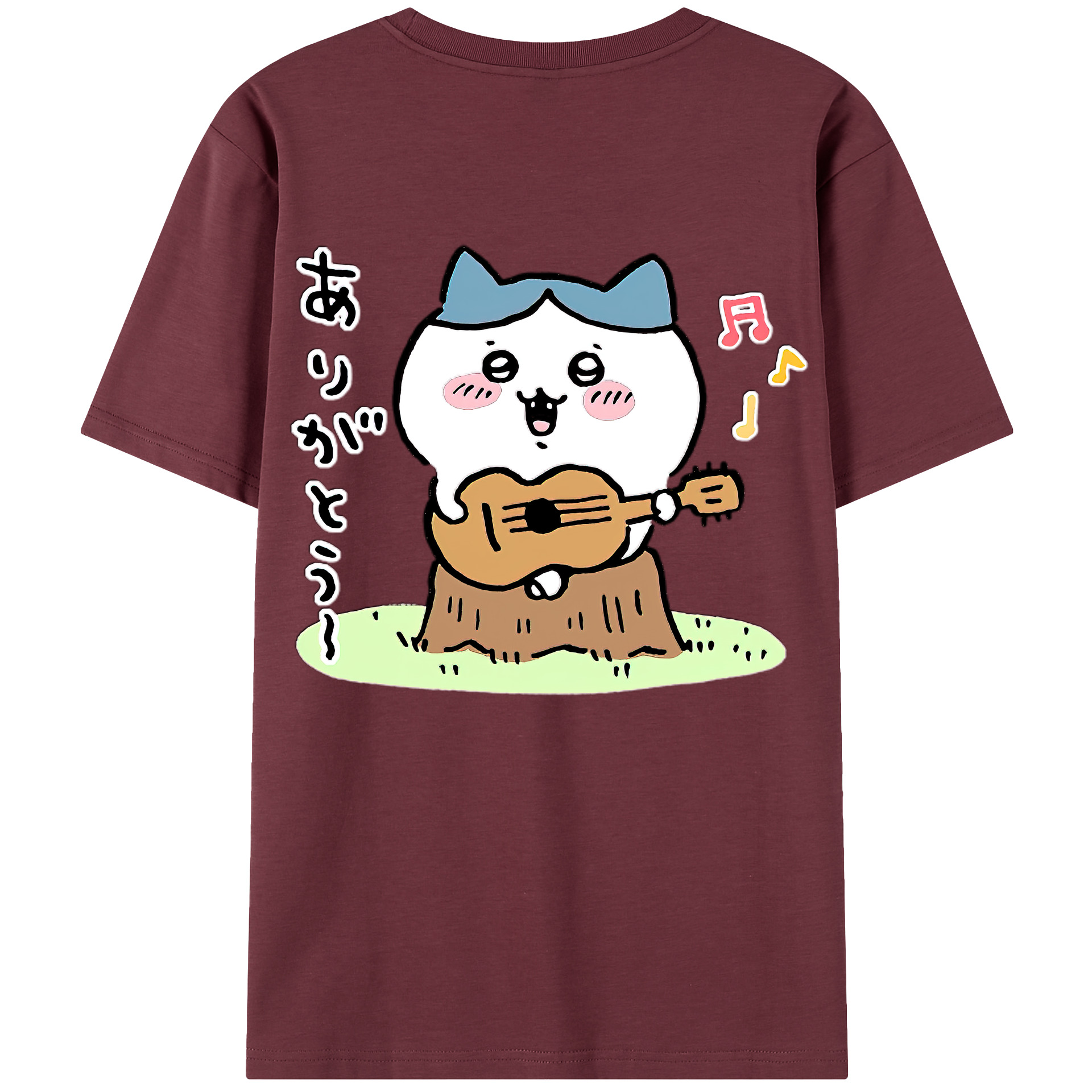 （画像用） ちいかわ ハチワレ Chii-kawa hachiware 綿100％半袖Tシャツ（背面プリント）
